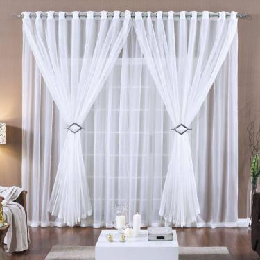 Imagem de Cortina 2 Mts Voal Sala Quarto Para Trilho Comum Barata Branca