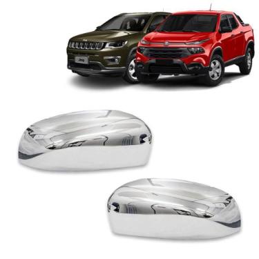 Imagem de Par Aplique Cromado para Capa Retrovisor Jeep Compass 2016 a 2021, Com