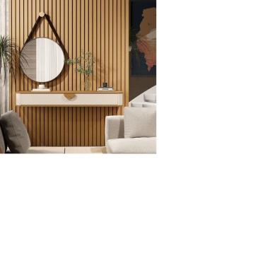 Imagem de Aparador Suspenso Curvo Buriti 120 Cm X 32,5cm X 13cm Off White/Marrom