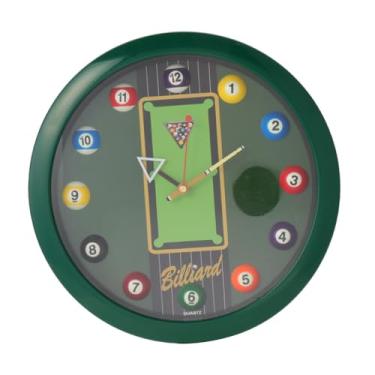 Imagem de Generic Relógio de parede de bola de bilhar, decoração de parede silenciosa redonda de 11,6 polegadas, relógio de parede para sala de bilhar, jogo de sinuca, Verde