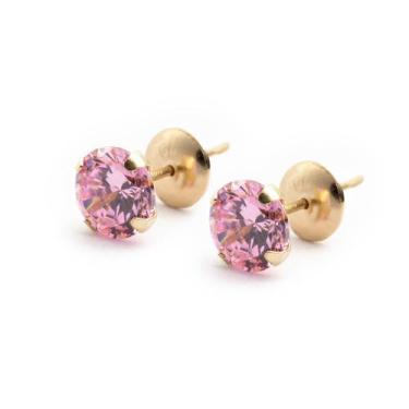 Imagem de Brinco de Ouro 18k Zircônia de 6mm Adulto Cálice - opções de cores - A