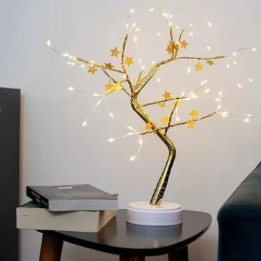Imagem de Luminária Árvore Abajur 72 Lds Cor da Cupúla Dourado Estrela - 123 Uti
