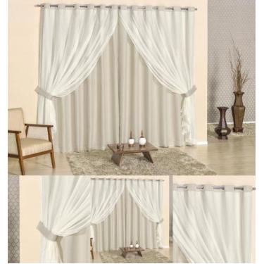 Imagem de cortina blecaut com voal veda luz 200cm x 180cm mais puxadores  blacko