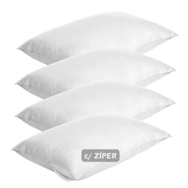 Imagem de Kit 4un Capa Travesseiro protetor Antiácaro branco com ziper - vida pr