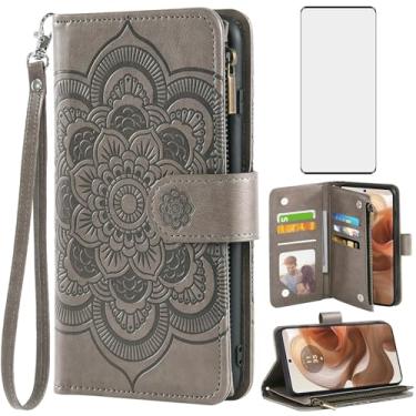 Imagem de Asuwish Capa para celular Motorola Edge 50 Ultra/Moto X50 Ultra com protetor de tela de vidro temperado e flor de couro flip suporte para cartão de crédito Cell Edge50 50 Ultra 2024 feminino masculino