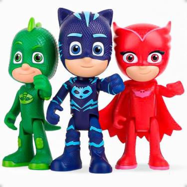Imagem de kit 3 Bonecos Pj Masks Menino Gato Corujita Lagartixo - New Arrival