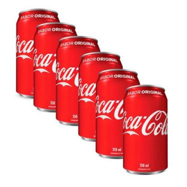 Imagem de Kit 6 Refrigerante Coca Cola Lata 350ml cada