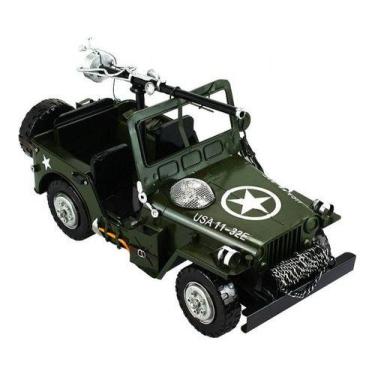 Imagem de Enfeite Retrô Carrinho Miniatura Jeep Militar - 38cm - Tascoinport