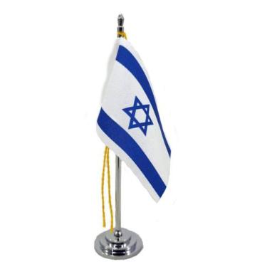 Imagem de Mini Bandeira de Mesa da Israel 15 cm Poliéster - SP Bandeiras 
