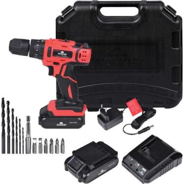 Imagem de Parafusadeira/furadeira Impacto 18V Bateria 18 Peças Worker