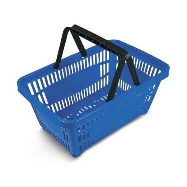 Imagem de Cesto de Supermercado AZUL MS13 Fundo Vazado - Mercoplasa