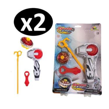 Imagem de Kit 2 Brinquedos Infantil Top Pião Tornado Com Disparador - Art Brink