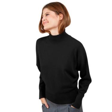 Imagem de Blusa Morcego Canelado Manga Longa Gola Alta Soltinha Social - Hype Sh