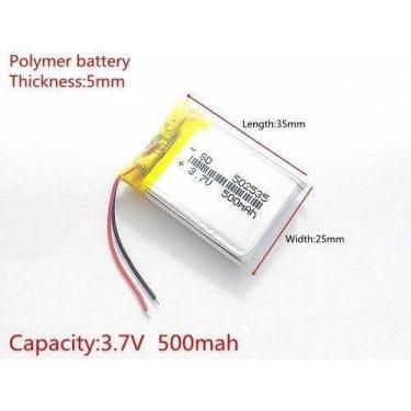 Imagem de Bateria 3,7v 500 Mah 5mm X 25mm X 35mm Com 2 Fios 502535 - bgb