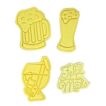 Imagem de Kit 4 Cortador Biscoito Dia das Mães Festeira Alegre - DOCE IMPRESSO, 