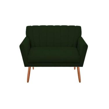 Imagem de Namoradeira Decorativa Cecília Suede Verde 2 Lugares Pés Madeira Ms De