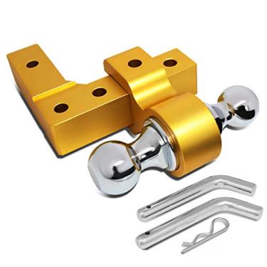 Imagem de DNA Motoring HITCH-ALU-001-GD engate de reboque de bola dupla ajustável de alumínio de 15 cm