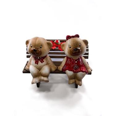 Imagem de Decoração Jardim Banco Urso Grande Mdf Cerâmica - Maryland Decor, Verm