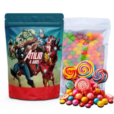 Imagem de Kit Festa Com 5 Saquinhos Em Pé 12x19cm Vários Temas - Mundo da Bina, 