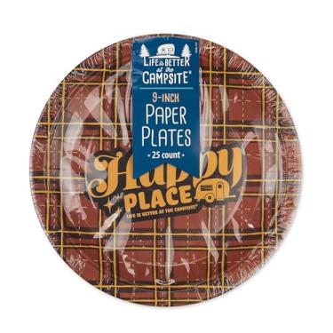 Imagem de Camco Pratos de papel Life is Better at The Campsite | 22 cm | Xadrez vermelho |25 unidades (53491)
