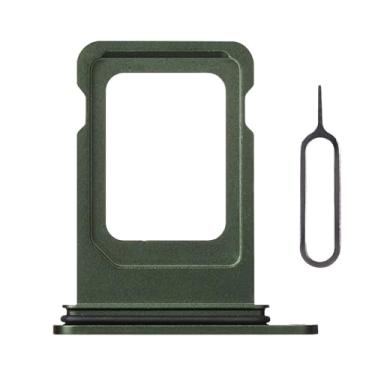 Imagem de Risidamoy Bandeja de cartão SIM única verde versão EUA para iPhone 13 substituição adaptador de suporte de bandeja de cartão SIM com reparo de ejetor SIM substituir celular para iPhone13 A2631 A2633