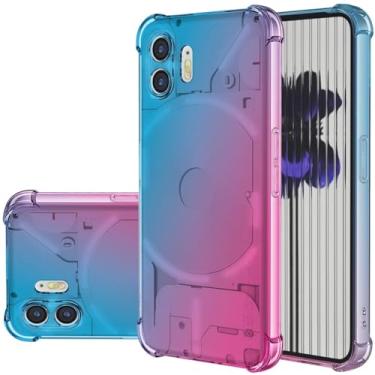 Imagem de Gufuwo Capa para celular Nothing Phone 2, capa fina antiarranhões de TPU macio, capa protetora à prova de choque para telefone 2 azul/rosa