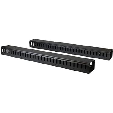 Imagem de StarTech. com Organizador de cabos vertical com dutos de dedo – Painel de gerenciamento de cabos vertical – Cabo de montagem em rack – 40U – 1,82 m (CMVER40UF)