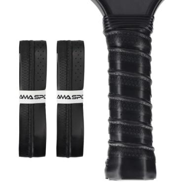 Imagem de AMA SPORT Pacote com 2 fitas de aderência Pickleball para raquetes de pickleball, aderência antiderrapante, fácil instalação e desempenho de longa duração (preto)