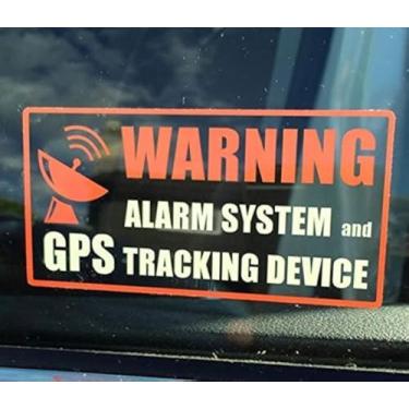 Imagem de Impresso no lado adesivo, (pacote com 4) 10 x 5 cm - Dispositivo de rastreamento GPS do sistema de alarme - Adesivo de vinil com etiqueta de alerta de segurança para janela do carro - Adesivo frontal transparente de vinil