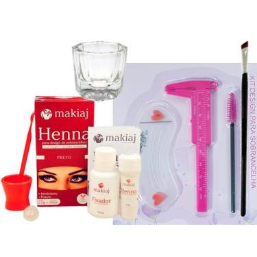 Imagem de Kit designer sobrancelha profissional completo henna makiaj paquimetro