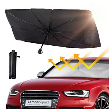 Imagem de Guarda-sol para carro | Para-brisa reflete os raios UV e protege o painel do sol | Proteção de isolamento térmico | Para-brisa frontal dobrável para carro (144 cm x 78 cm)