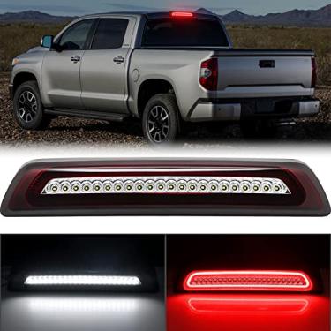 Imagem de R&F Auto Substituição de luz de freio de LED estroboscópica estilo F1 para caminhonetes Tundra 2007-2021 luz de carga de teto branca lâmpada de parada de montagem alta CHMSL lente vermelha e branca, substitua OEM # 81570-0C050, 81570-0C051