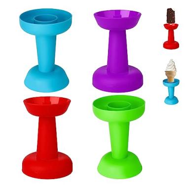 Imagem de Suporte de picolé sem gotejamento, reutilizável sem gotejamento, suporte para picolé para crianças, sem congelamento, casquinha de sorvete lavável para meninas e meninos (vermelho, verde, roxo, azul)