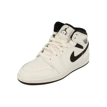 Imagem de Nike Tênis infantil Air Jordan 1 Mid, Branco e preto 132, 6 Big Kid