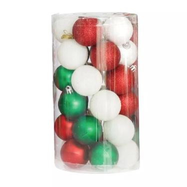 Imagem de 30 Bolas de Natal Luxo Bolinhas Natal 5cm Coloridas Decoração Enfeite 