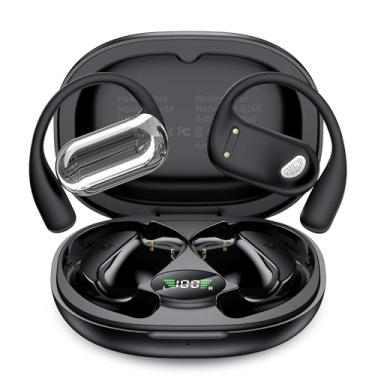 Imagem de Waillynice Fones de ouvido Bluetooth 5.4 abertos, fones de ouvido sem fio esportivos sobre fones de ouvido microfone embutido com ganchos de ouvido 50H Playtime Fones de ouvido com tela de LED (visor