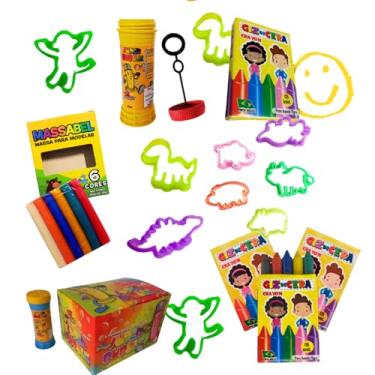 Imagem de 40 Cortadores + 20 Massinha de Modelar + 20 Bolha de Sabao + 20 Giz de Cera 5 Cores Kit Infantil Para Crianças Brinquedos Educativo Lembrancinha
