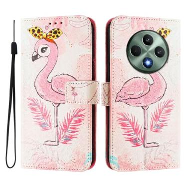 Imagem de Capa carteira para Oppo Reno12 F, 3 compartimentos para cartão, 1 compartimento para dinheiro, capa flip de couro PU com padrão fofo, capa com fivela magnética à prova de choque, compatível com sem