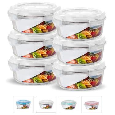 Imagem de KIT 6 Potes de Vidro Redondo com Tampa Hermética Vedação Marmita Fitne