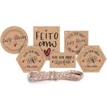 Imagem de Kit Fechamento Para Presente Feito com Amor - 13 Peças - Cromus Páscoa