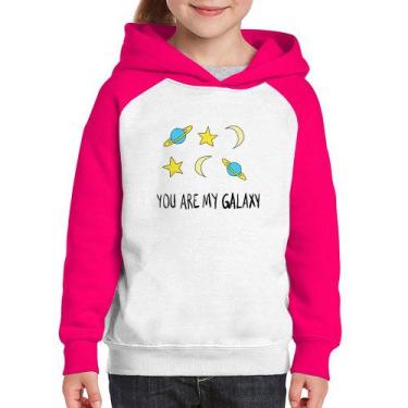 Imagem de Moletom Infantil You Are My Galaxy - Foca na Moda, Branco, Rosa, 4