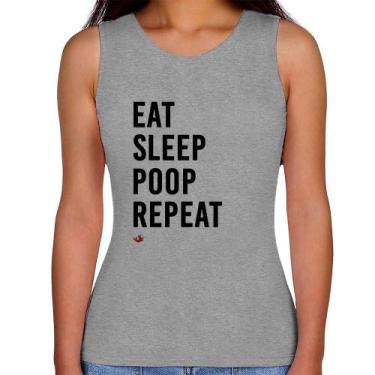 Imagem de Regata Feminina Eat, Sleep, Poop, Repeat - Foca na Moda, Cinza, M