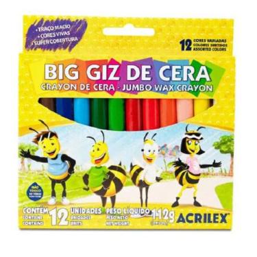 Imagem de Big giz de cera acrilex com 12 cores ref:9111