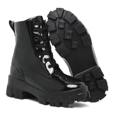 Imagem de Bota Feminina Coturno Feminina Montaria Blogueira, Blogueirinha Verniz