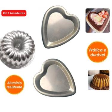 Imagem de Kit 2 Forma Ballerine Coração e 1 Forma Gomada Suíça Para Bolo Decorad