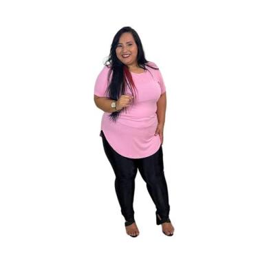 Imagem de Blusa plus size basica tapa bumbum rf:08 - momento confecções, Pink