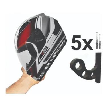 Imagem de Kit 5 Suportes De Parede Para Capacetes Preto - 3D Art