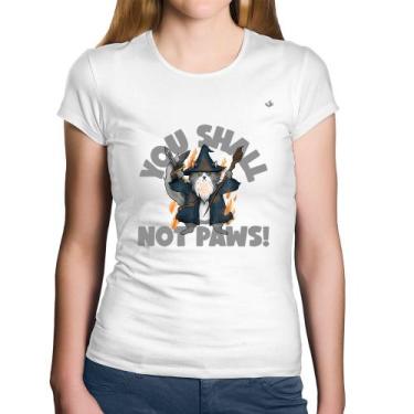 Imagem de Baby Look Algodão You shall not paws - Foca na Moda, Branco, M