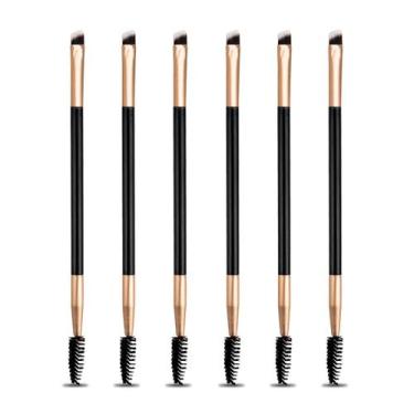 Imagem de Kit 6 Pincéis Duplo Ponta Chanfrada e Escovinha Sobrancelha - Arte Sed