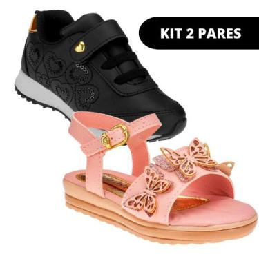 Imagem de Kit 2 Pares Sapato e Sapatilha Feminina Infantil Menina - Club Happy, 